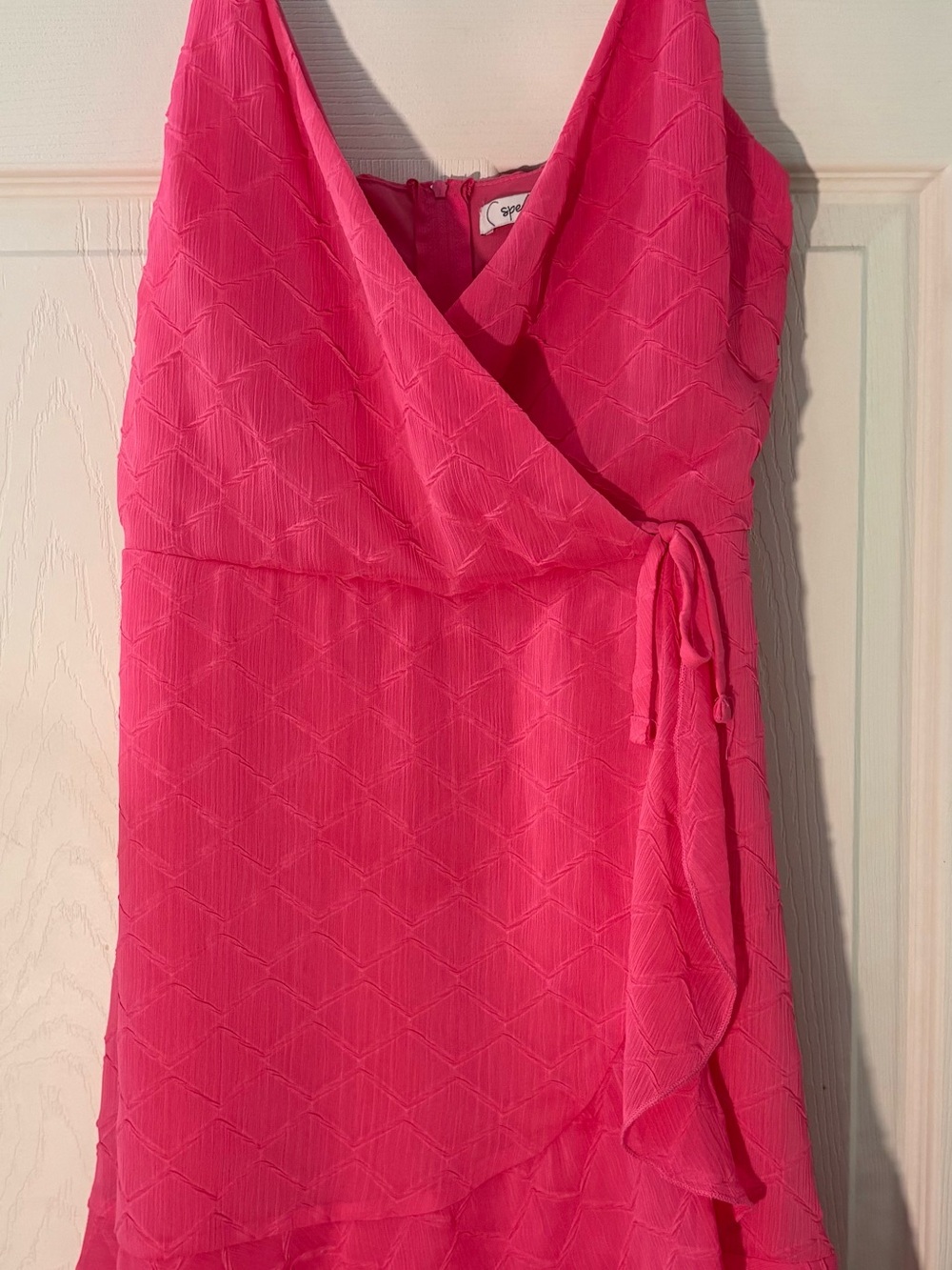 Speechless Juniors' Hot Pink Faux Mini Wrap Dress - Size Medium